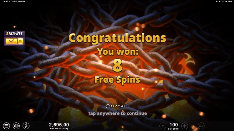 Dark Forge - üç scatter sembolü ile Free Spins başlatma