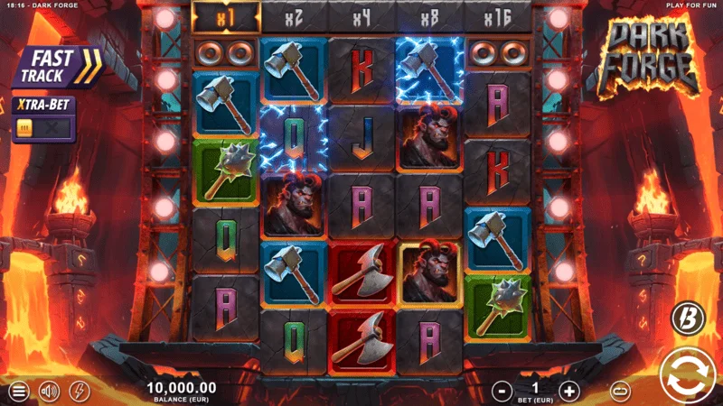 Dark Forge - 4-5-5-5-4 ızgaralı ana oyun ekranı